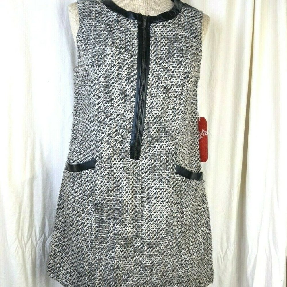 NWT Tweed Zip Front Sleeveless Shift Dress